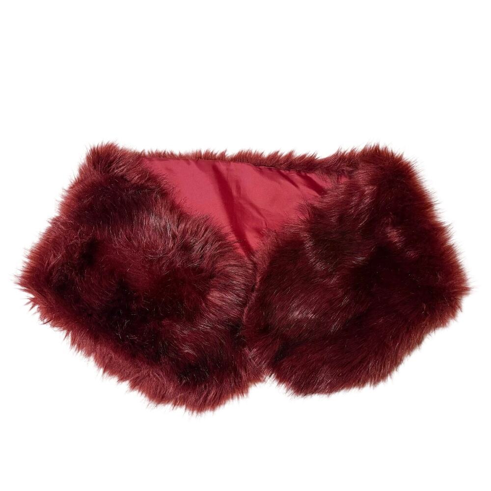 Glam Lux Faux Fur Deep Red Stole Shawl Maximalist